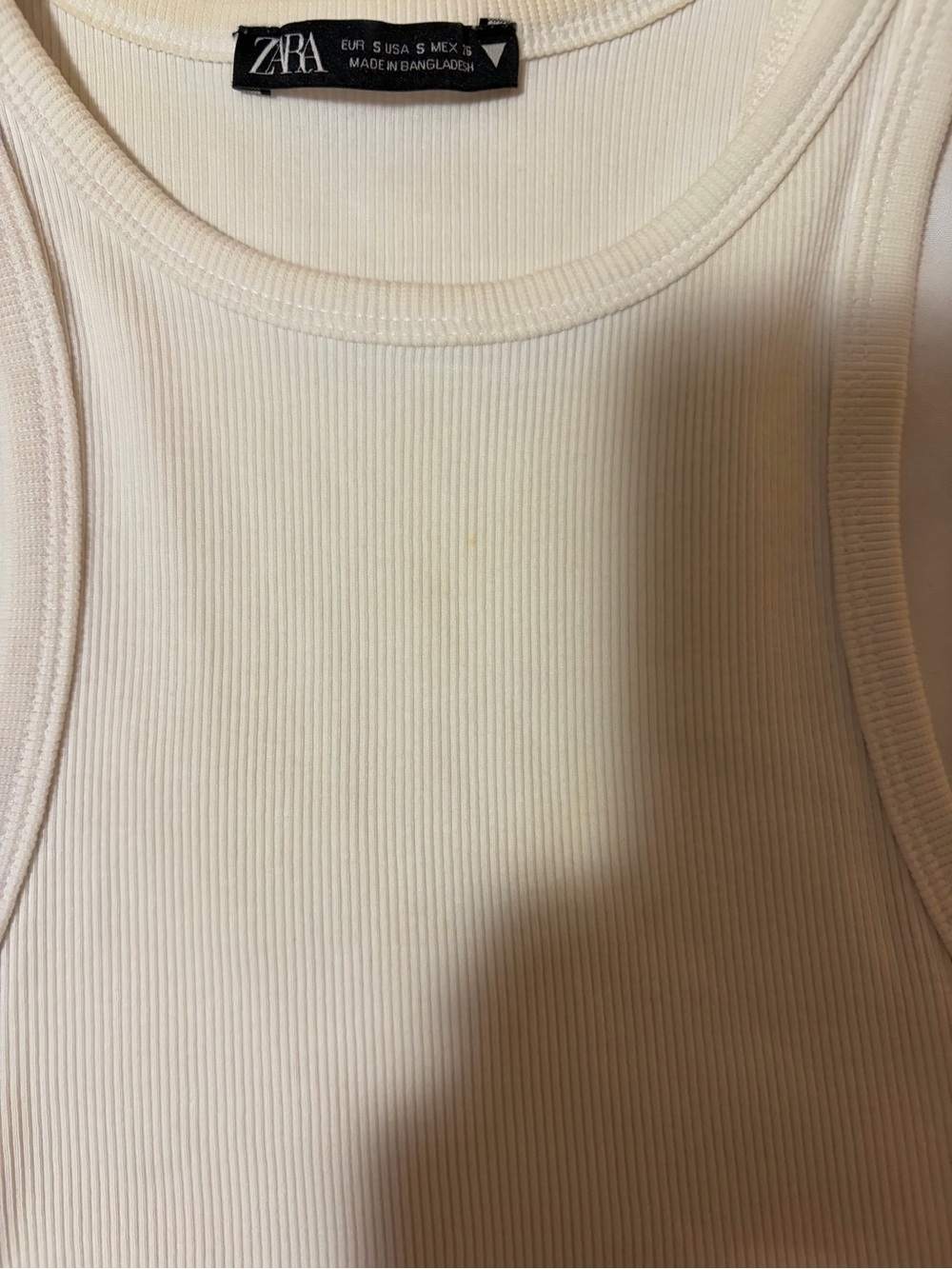 Zara Off-White Ribbed Racerback Crop Tank - Picture 2 of 4